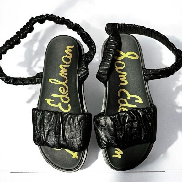 🌻NEW NWOT Sam Edelman Black Leather Velma Sandals | Size 6 - Picture 7 of 9